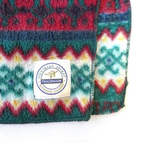 Victoria's Secret Country Vintage 90s Fleece Cardigan Fair Isle Oversized S - Picture 5 of 7